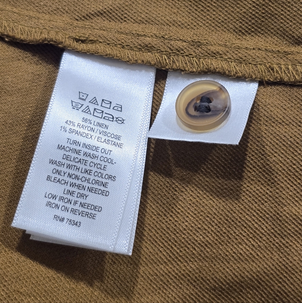 Halston Linen Blend Button Down Belted Shacket Sz L - Picture 11 of 12